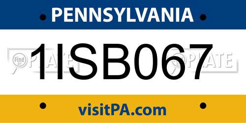 1ISB067 Pennsylvania License Plate