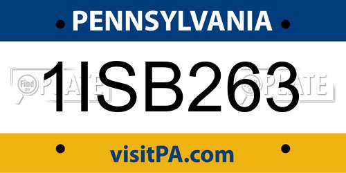 1ISB263 Pennsylvania License Plate