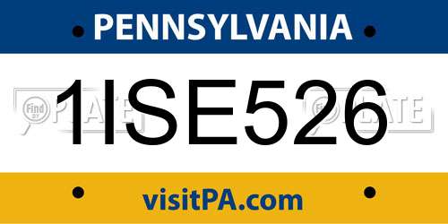 1ISE526 Pennsylvania License Plate