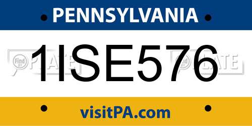 1ISE576 Pennsylvania License Plate
