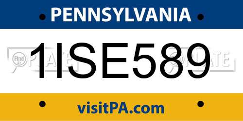 1ISE589 Pennsylvania License Plate