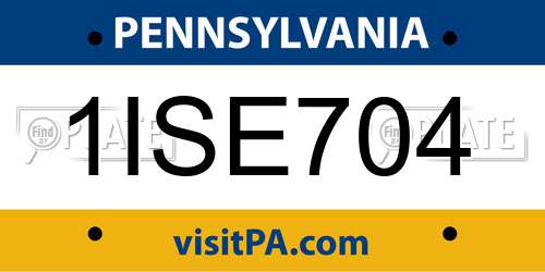 1ISE704 Pennsylvania License Plate