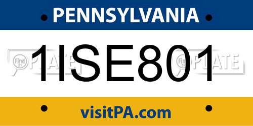 1ISE801 Pennsylvania License Plate