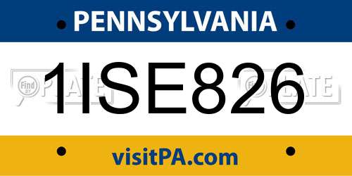 1ISE826 Pennsylvania License Plate
