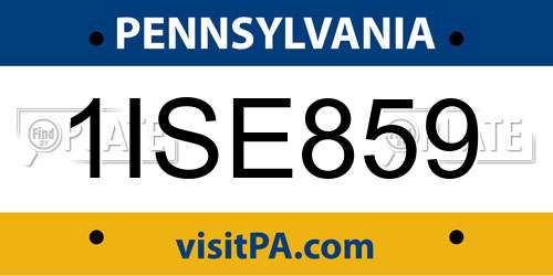 1ISE859 Pennsylvania License Plate