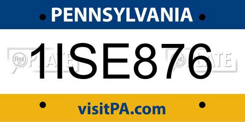 1ISE876 Pennsylvania License Plate