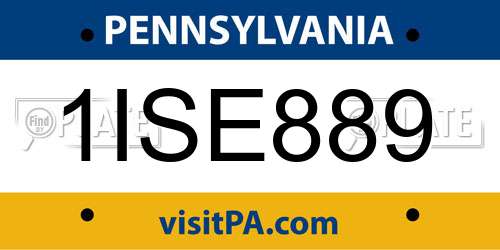 1ISE889 Pennsylvania License Plate