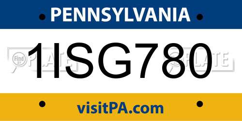 1ISG780 Pennsylvania License Plate