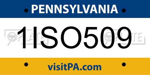 1ISO509 Pennsylvania License Plate