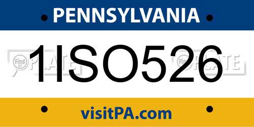 1ISO526 Pennsylvania License Plate