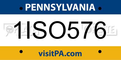 1ISO576 Pennsylvania License Plate