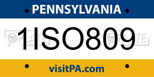 1ISO809 Pennsylvania License Plate