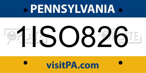 1ISO826 Pennsylvania License Plate