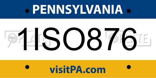1ISO876 Pennsylvania License Plate