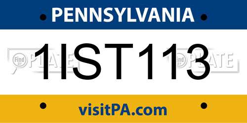 1IST113 Pennsylvania License Plate