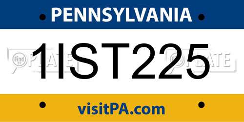1IST225 Pennsylvania License Plate