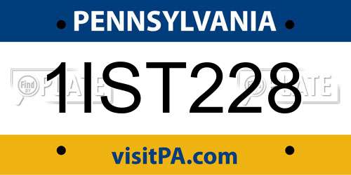 1IST228 Pennsylvania License Plate