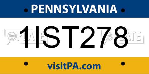 1IST278 Pennsylvania License Plate