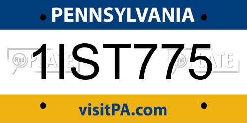 1IST775 Pennsylvania License Plate