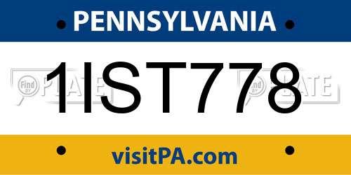 1IST778 Pennsylvania License Plate