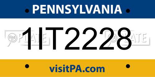 1IT2228 Pennsylvania License Plate