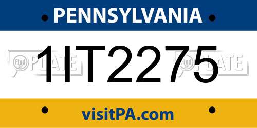 1IT2275 Pennsylvania License Plate