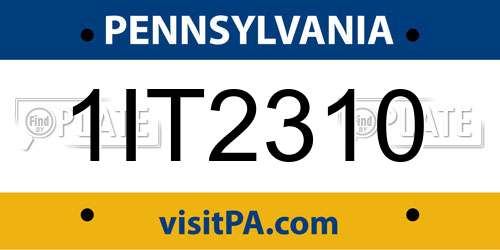 1IT2310 Pennsylvania License Plate