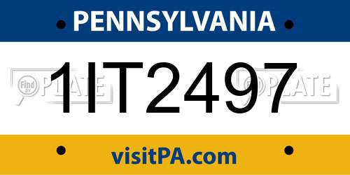 1IT2497 Pennsylvania License Plate