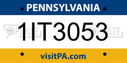 1IT3053 Pennsylvania License Plate