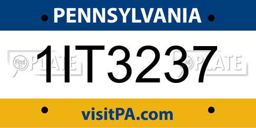 1IT3237 Pennsylvania License Plate