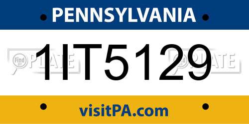 1IT5129 Pennsylvania License Plate