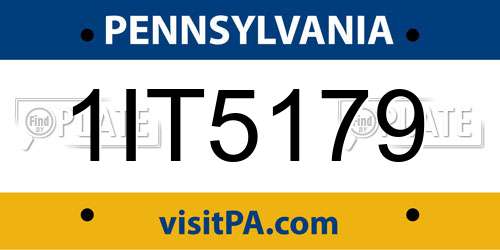 1IT5179 Pennsylvania License Plate
