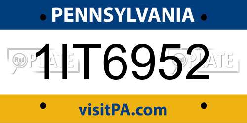 1IT6952 Pennsylvania License Plate
