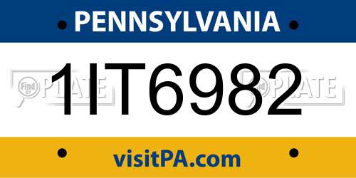 1IT6982 Pennsylvania License Plate