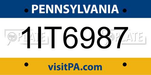 1IT6987 Pennsylvania License Plate