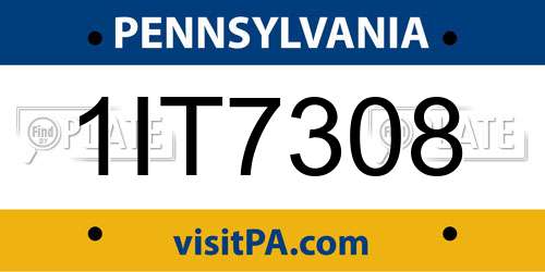 1IT7308 Pennsylvania License Plate