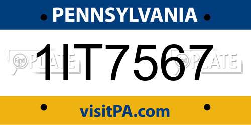 1IT7567 Pennsylvania License Plate