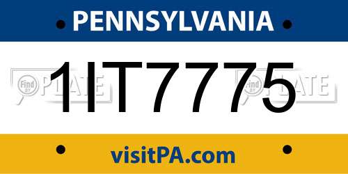1IT7775 Pennsylvania License Plate