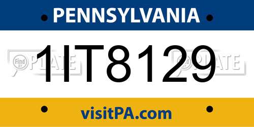 1IT8129 Pennsylvania License Plate
