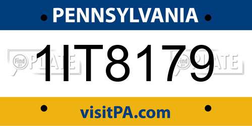 1IT8179 Pennsylvania License Plate