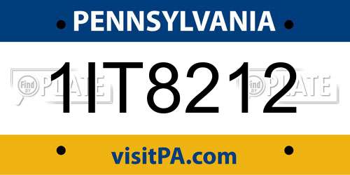 1IT8212 Pennsylvania License Plate
