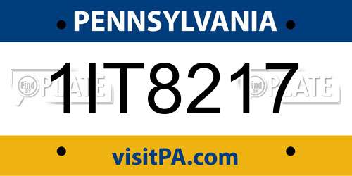 1IT8217 Pennsylvania License Plate