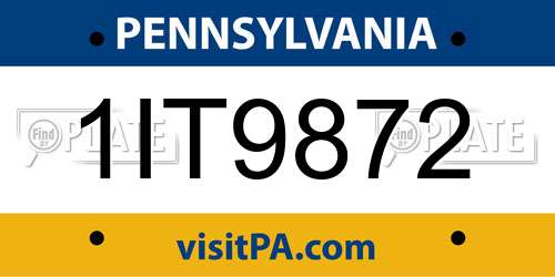 1IT9872 Pennsylvania License Plate