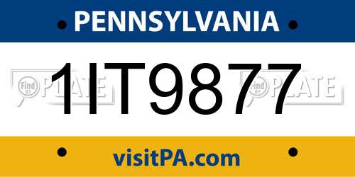 1IT9877 Pennsylvania License Plate