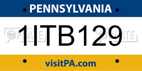 1ITB129 Pennsylvania License Plate