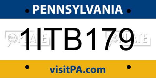 1ITB179 Pennsylvania License Plate