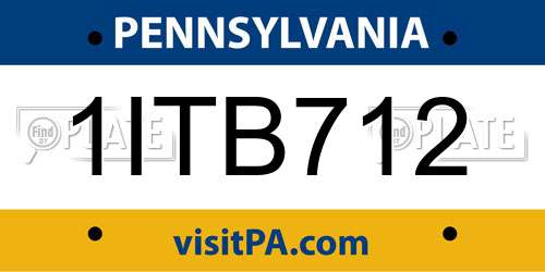 1ITB712 Pennsylvania License Plate