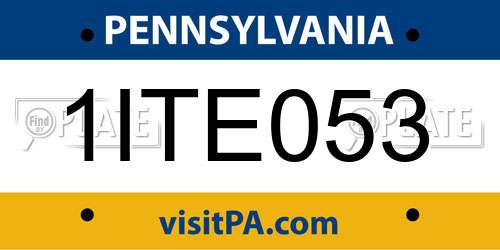 1ITE053 Pennsylvania License Plate