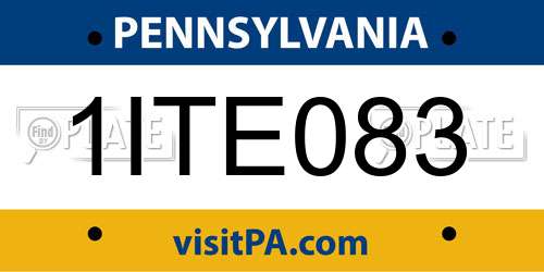 1ITE083 Pennsylvania License Plate