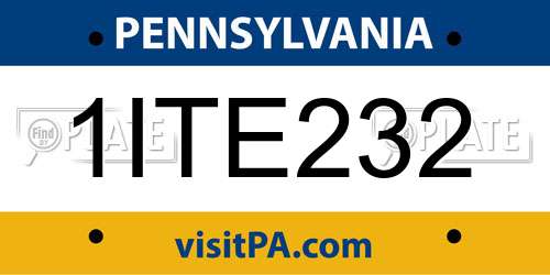 1ITE232 Pennsylvania License Plate